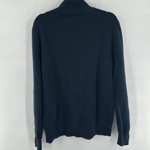 J. Crew Waffle Knit Half-Zip Pullover Navy Large - Picture 7 of 8